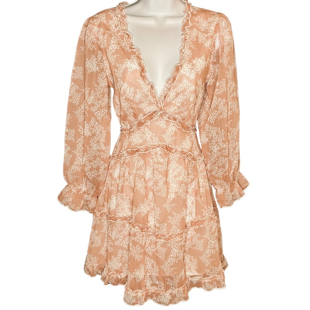 Chiffon Floral Dress with Ruffle Detail and Open Back